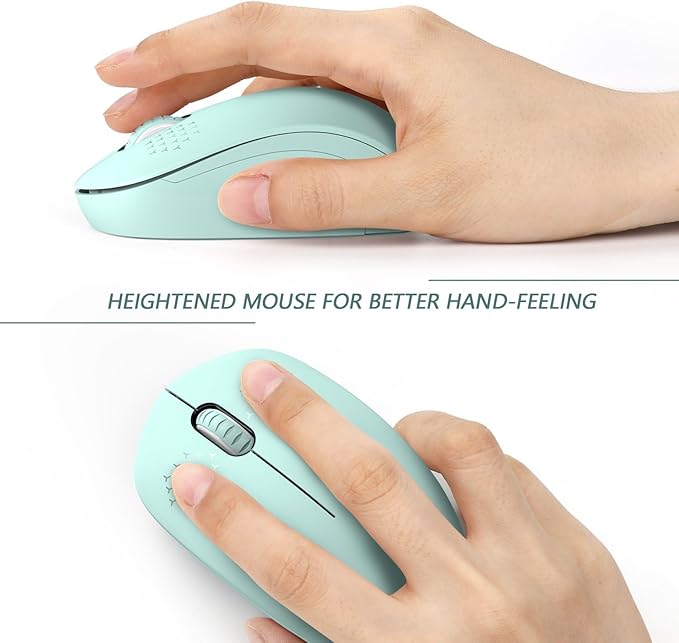 seenda Wireless Mouse for Laptop, 2.4G Noiseless Mouse with USB Receiver - Optical Tracking Portable Computer Mice for Chromebook, PC, Tablet, Windows System, 24 Months Battery Life - Mint Green