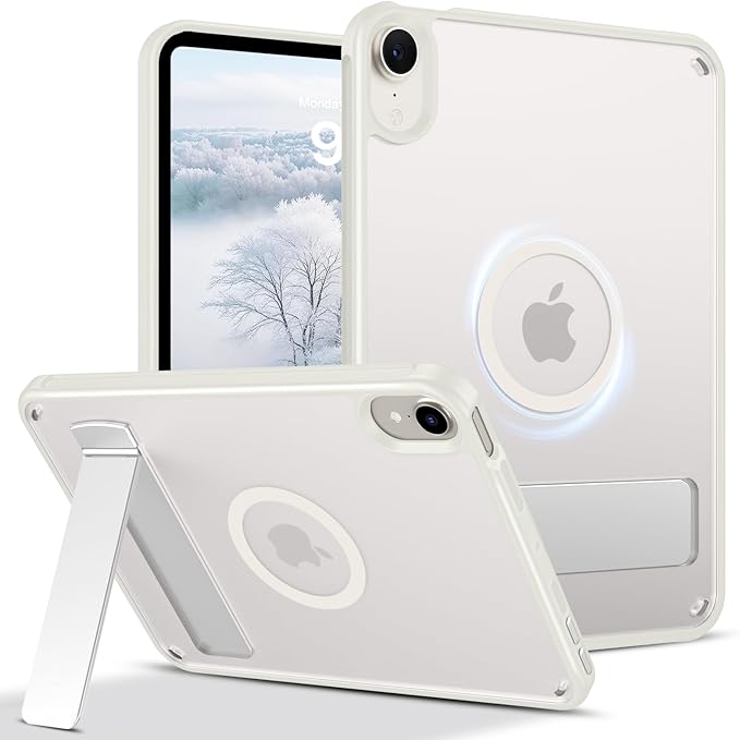 Telaso for iPad mini 7 A17 Pro 2024/iPad Mini 6 2021 Case, iPad mini 7th/6th Gen Magnetic Case with Invisible Portrait/Landscape Stand Translucent Matte Back Soft TPU Bumper Protective Cover, Stone
