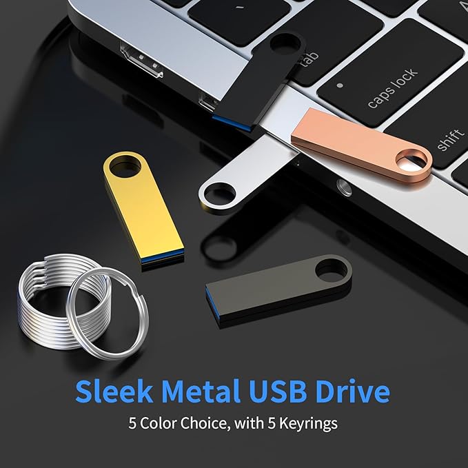 USB 3.0 Flash Drive 128GB 2 Pack, Wooolken High Speed USB 3.0 Thumb Drives Sleek Metal Flash Drives with Keychains, Memory Stick, USB Drive for PC/Computers/Mac/Laptops