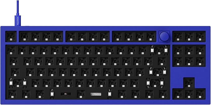 Keychron Q3 TKL Layout Hot-Swappable Wired Custom Mechanical Keyboard Full Aluminum Knob Barebone Version, QMK/VIA Programmable Macro, Double-Gasket DIY Kit Compatible with Mac Windows Linux-Blue