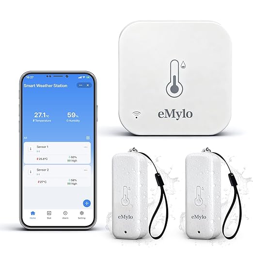 eMylo WiFi Thermometer Hygrometer, IP65 Indoor Outdoor Wireless Smart Temperature Humidity Monitor