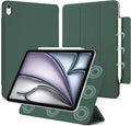 for iPad Air 13 inch M4/M3/M2 Case (2026/2025/2024,Model A3268/A3269/A3271), Auto Sleep/Wake and Magnetic Closure, Slim Trifold Stand Case, PU Leather Cover, Support Apple Pencil Pro, Green