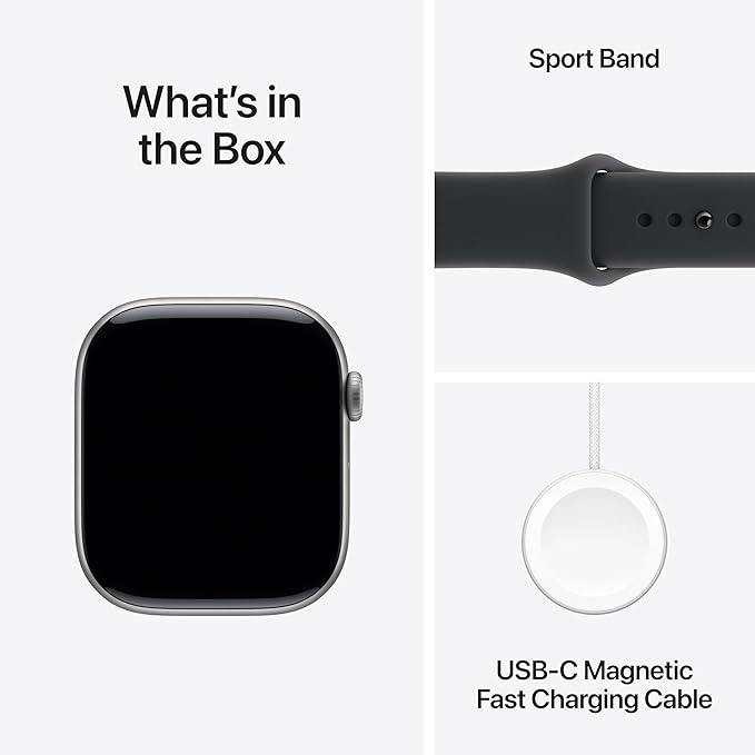 Apple Watch Series 11 [GPS 46mm] Smartwatch with Space Grey Aluminium Case with Black Sport Band - M/L. Sleep Score, Fitness Tracker, Health Monitoring with AppleCare+ (2 Years)