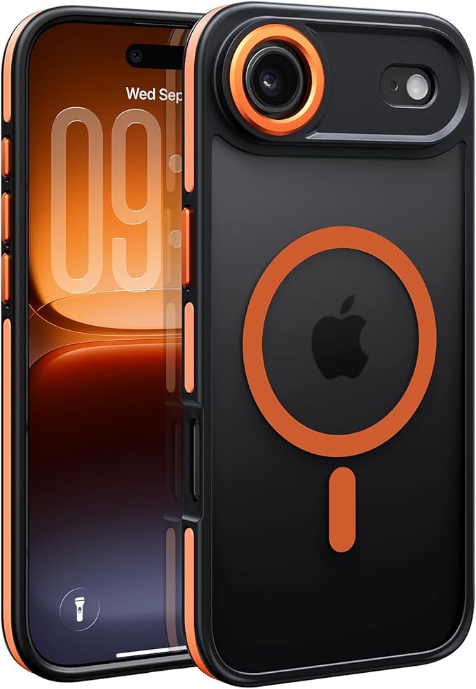 BENTOBEN Magnetic for iPhone Air Case 2025 [Compatible with Magsafe] [Military-Grade Protection] Women Men Colorful Anti-Slip Shockproof Bumper Phone Cases for iPhone 17 Air 6.5", Cosmic Orange/Black