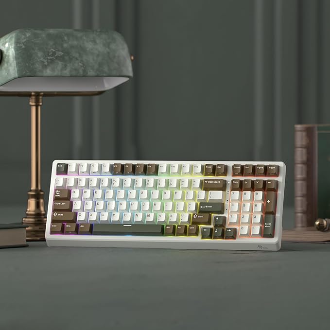 RK ROYAL KLUDGE F99 Wireless Mechanical Keyboard with Numper Pad, Tri-Mode Hot Swappable 95%100 Keys Gaming Keyboard Linear Creamy Switch, RGB Backlit Gaming Keyboard for PC/Tablet/Xbox/PS4/PS5