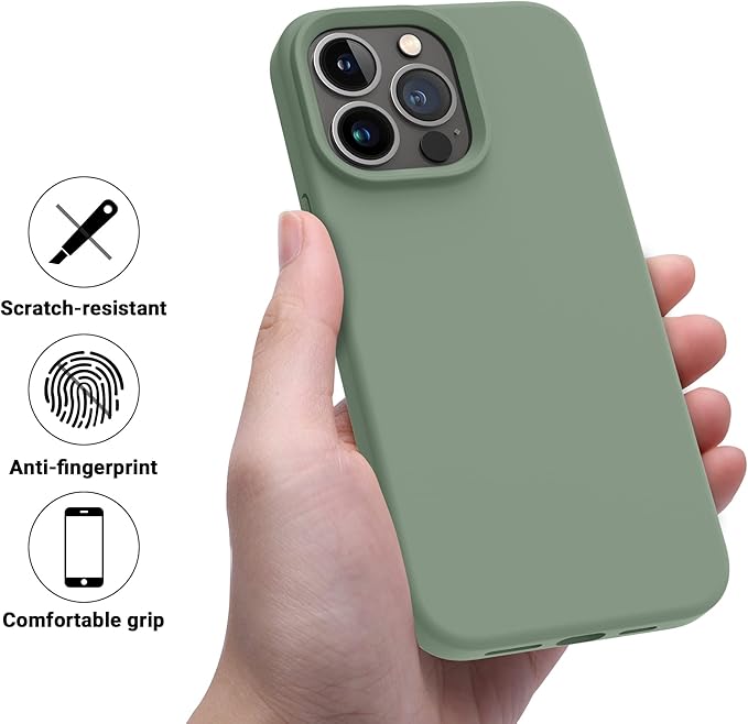 OTOFLY Designed for iPhone 14 Pro Case, Silicone Shockproof Slim Thin Phone Case for iPhone 14 Pro 6.1 inch (Calke Green)