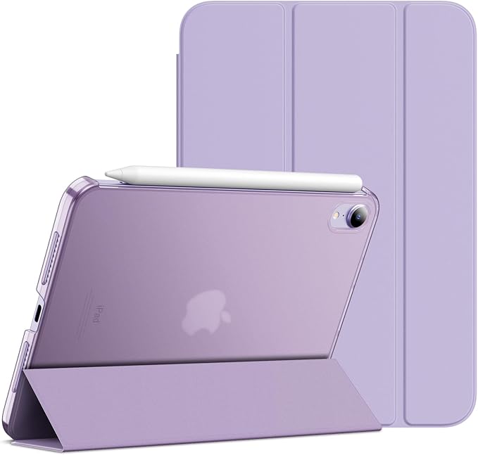 JETech Case for iPad mini (A17 Pro, 2024 Model, 7th Generation) / mini 6 (2021 Model, 6th Generation), Slim Stand Hard Back Shell Smart Cover with Auto Wake/Sleep (Purple)