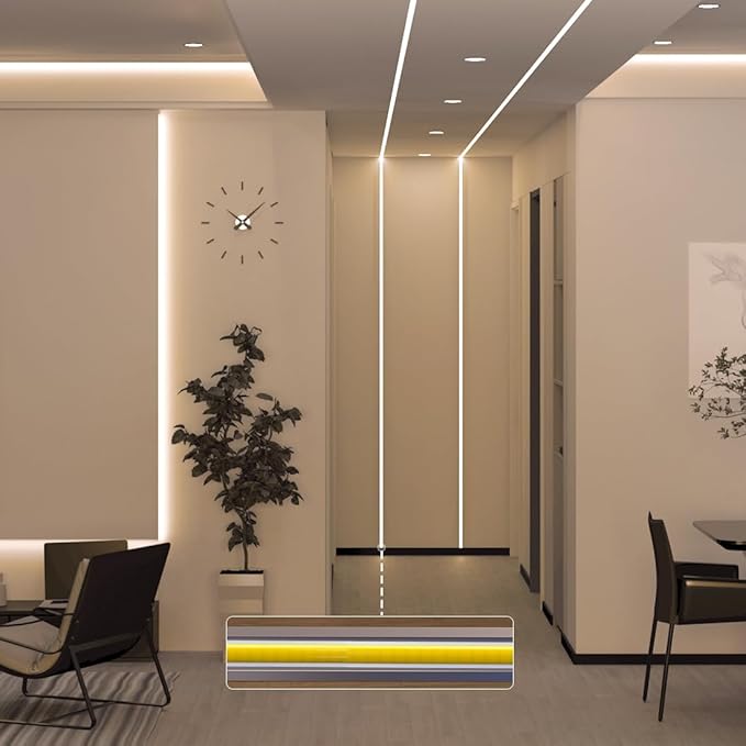 BTF-LIGHTING FCOB COB 5mm Width UL Listed Super Narrow Flexible Uniform Light LED Strip 16.4FT DC12V 4000K CRI 90+ Dimmable LED Ribbon for Kitchen Home Indoor Decoration(No Adapter or Controller)
