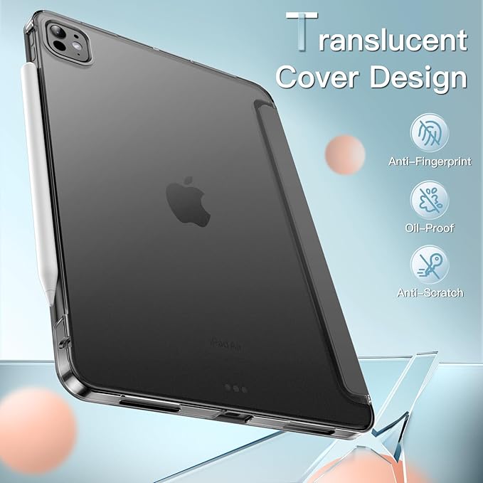 JETech Case for iPad Pro 13-Inch M4 (2024), Slim Stand Hard Back Shell Smart Cover with Auto Wake/Sleep (Space Gray)