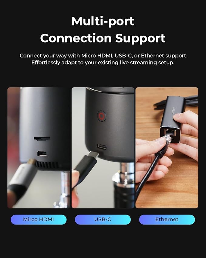 OBSBOT Tail Air with NDI Activated 4K Streaming Camera AI Tracking & Gesture Control PTZ Webcam for YouTube Twitch Church HDMI USB-C Wireless Unlimited Connect