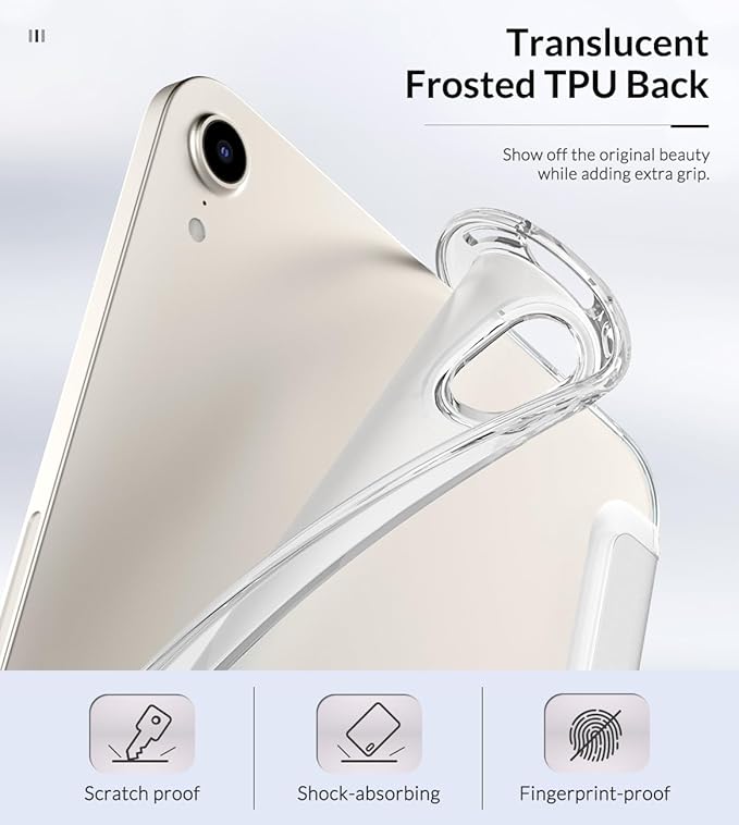 MoKo Case Fit New iPad mini 7 (A17 Pro) 2024, iPad mini 6th Generation Case 2021 (8.3-inch), iPad mini 6 Case, Soft TPU Translucent Frosted Back Cover Case for iPad mini 7th, Silver