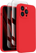 FireNova Designed for iPhone 14 Pro Case, Silicone Upgraded [Camera Protection] Phone Case, Soft Anti-Scratch Microfiber Lining Inside, 6.1 inch, Red