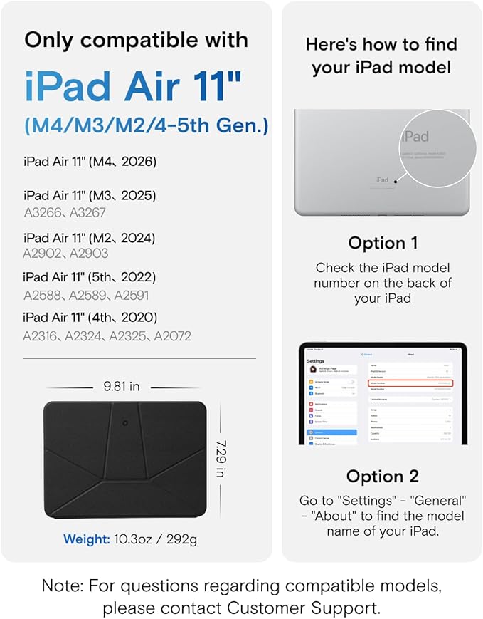 MOFT Dynamic Folio Case for iPad Air 11" (M4 2026 / M3 2025 / M2 2024) & iPad Air 10.9-inch 5th 4th Generation 2022 2020, Slim Magnetic Stand Case with 20+ Viewing Angles, Jet Black