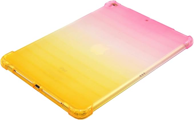 for Apple iPad 9th/8th/7th Generation Case 10.2 inch (2021/2020/2019),Slim Lightweight Translucent Clear Soft TPU Back Shockproof Cover Silicone Corner Protective Tablet Shell, Pink & Yellow