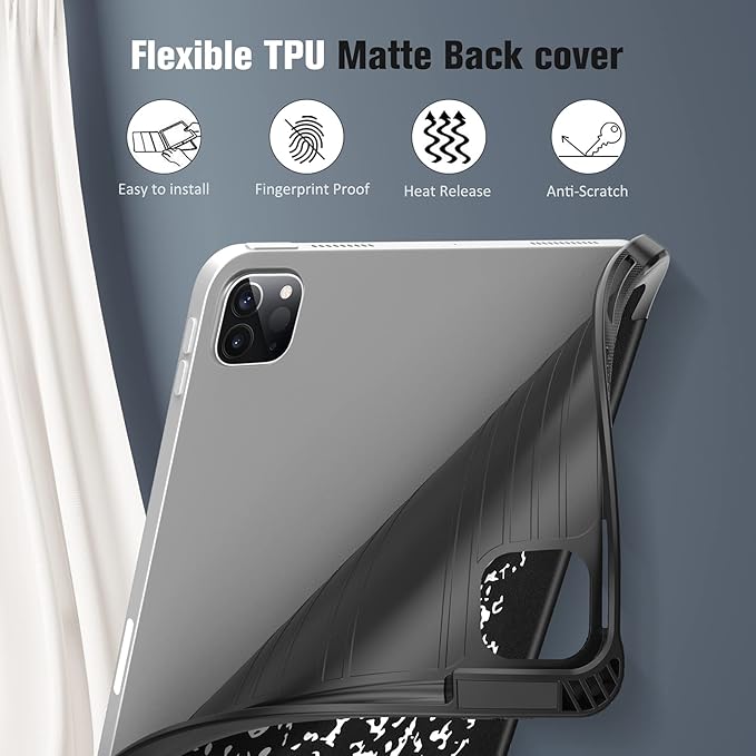 Fintie SlimShell Case for iPad Pro 11-inch (4th / 3rd Generation) 2022/2021 - Soft Flexible TPU Stand Back Cover with Pencil Holder, Also Fit iPad Pro 11" 2nd / 1st Gen, Composition Book Black
