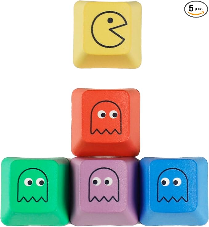 OEM Profile Pac-man Five Dye PAC PBT Key caps Custom Sublimation keycaps for MX Mechanical Gaming Keyboard (OEM Pac-man 5 Keys)
