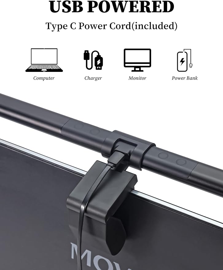 Computer Monitor Light Bar, Monitor Lamp with Auto-Dimming, USB Powered LED Computer Lamp for Eye Care, Dimmable Light Bar, Touch & Remote Control, No Glare Desk Lamp for Work/Game/Reading
