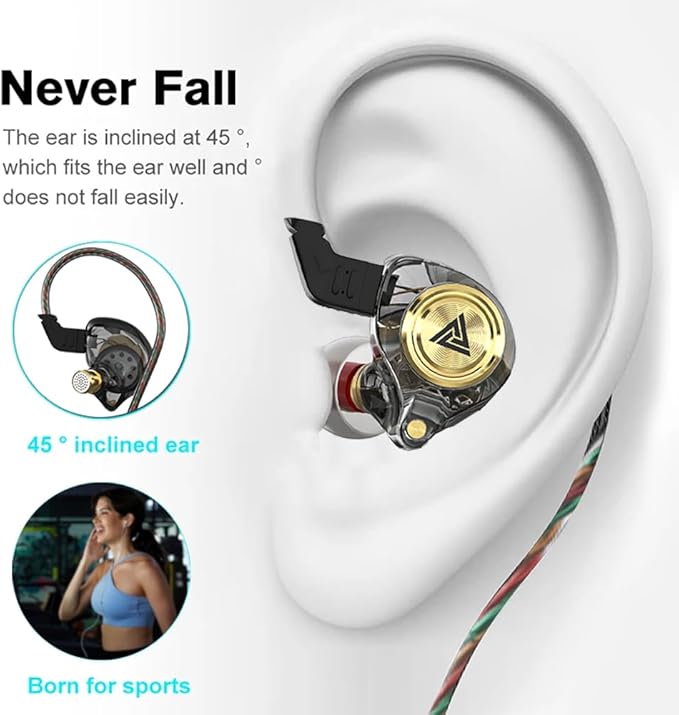 Wired Gaming Earbuds 4 Pack, Ak3file in Ear Monitors, Deep Bass Sound Wired Earbuds, HiFi in Ear Headphones with 1DD 10mm Dynamic Driver, IEM for Music Gaming Video Calling (Four Colors)
