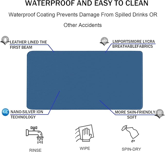 Large Gaming Mouse Pad, XXL Extended Computer Keyboard Mouse Mat with Stitched Edges, 31.5" x 15.7" Non-Slip Waterproof Rubber Base Office Big Long Mousepad for Work, Game, Office, Home, Blue