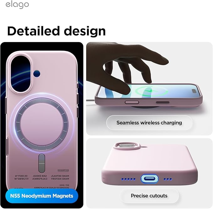 elago for iPhone 17 Case, Premium Magnetic Silicone Case, Compatible with MagSafe, Liquid Silicone Material, Protective Cover, Shockproof, Slim Phone, 6.3 inch (Light Lilac)