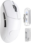 ATTACK SHARK X8 PRO 8K Wireless Gaming Mouse,PAW 3395PRO Sensor,40K DPI,Tri-Mode,55g Ultra-Light,Broadcom 52840 MCU Chip,Programmable Mice with Coiled Cable for PC/MAC/Win-White&Tape
