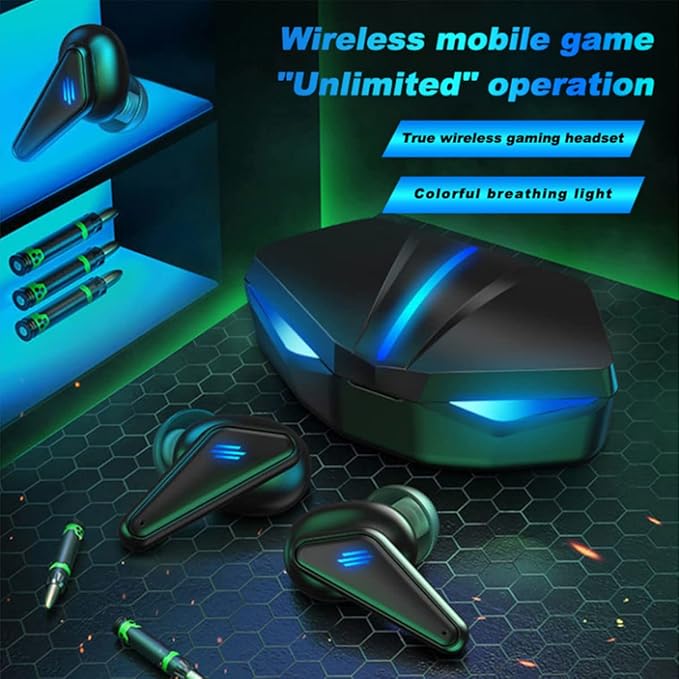 Wireless Gaming Earbuds, 65ms Low-Latency Bluetooth V5.0 Earphones, 3-Hole Noise Reduction Headphone, Dual-Mode TWS in-Ear Earbuds for Call of Duty Gamers, Black-K5S Game Earphone, K55