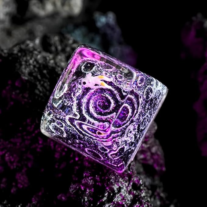 Cool Purple Galaxy White Astronaut Artisan Keycap R1 SA Profile Custom Astronauts Keycaps 1U ESC Handmade Gaming Resin Key Cap Cherry MX Switch Compatible Mechanical Keyboard Space Lover Gift