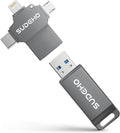 MFi Certified Photo Stick 128GB USB Flash Drive for iPhone, 4 in 1 External Memory Thumb Drive for Picture Video Data Backup, High Speed Memory Stick USB Drive for iPhone/iPad/Android/PC (Gun Black)