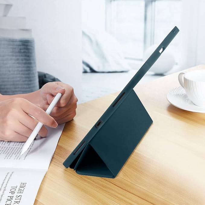 Cases for iPad Pro 12.9 Case 6th/5th/4th Generation (2022/2021/2020) with Pencil Holder [Apple Pencil Wireless Charging] Soft TPU Smart Tri-fold Stand Protective Cover(Teal)