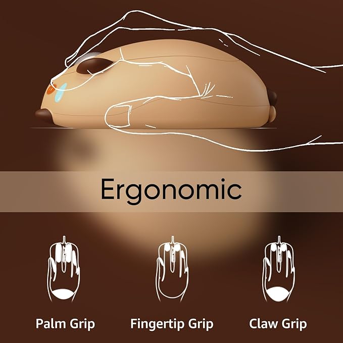 Akko Wireless Gaming Mouse Capybara, Tri-Mode Mouse BT3.0/BT5.0/2.4G, Cute Optical Cordless Cartoon Mice for Computer/Laptop/Desktop/PC, Compatible with Mac/Win