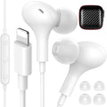 iMangoo for Apple MFi-Certified Headphones for Lightning Wired Earbuds Magnetic Ear Buds with HiFi Bass,3 Ear Tips Mic Corded Earphones for Gym, Commuting for iPhone 14 Plus 13 12 11 Pro Max White