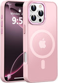 Newfuture Designed for iPhone 16 Pro Case with Magnetic [13 FT Military Drop Protection] [Compatible with Magsafe] Slim Translucent Matte Shockproof with Anti-Fingerprint Phone Case,Tender Pink