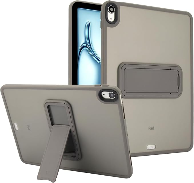 Shockproof Case for iPad Air 11-inch M4/M3/M2 (2026/2025/2024) for Women Men, Kickstand Slim Fit Rugged Bumper Lightweight Anti-Scratch Bumper Case Cover for iPad Air 11", Gray