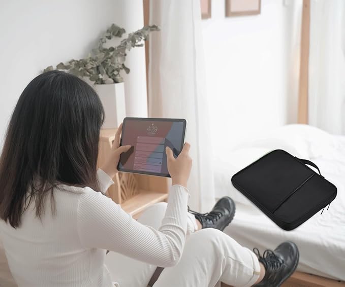 CAAORDKSO 9-11 Inch Tablet Sleeve Travel Tablet Case for 11 inch iPad A16, 10.5" 11 inch iPad Air/Pro, 9.7" 10.2" 10.9" iPad, Samsung Galaxy Tab A9+ Plus 11”/S8/S9, Amazon Fire HD 10 tablet Bag, Black