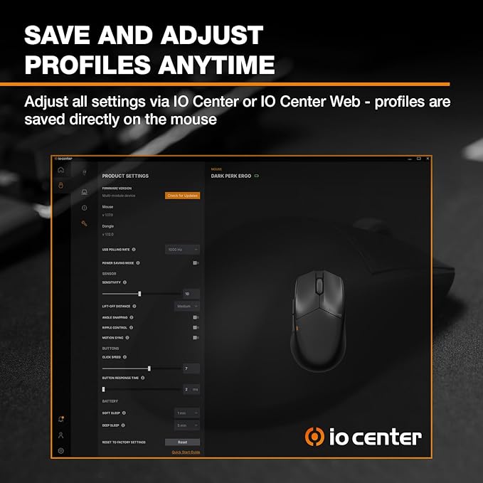 be quiet! Dark Perk Ergo PC Gaming Mouse, 55g Lightweight, Ultra-Long Wireless Battery Life, 8,000Hz Polling Rate, PixArt PAW3950 Sensor, 32,000 DPI, Optical 70m switches, 100% PTFE Glide Skates