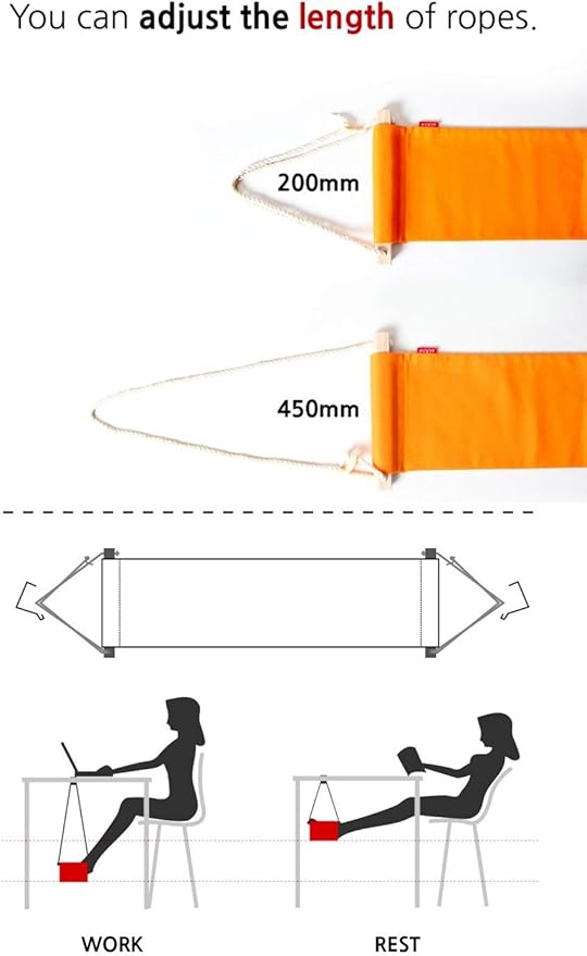 Home-organizer Tech Portable Adjustable Foot Hammock for Corner Desk Office Foot Rest Mini Under Desk Foot Rest Hammock for Home, Office, Airplane, Travel, Study and Relaxing (Orange)