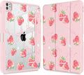 May Chen Case for iPad Pro 11-Inch M5/M4 2025/2024 (6th/5th Generation), Clear Transparent Print Back Shell Slim Stand Shockproof Tablet Cover, Auto Wake/Sleep, Bow Strawberry