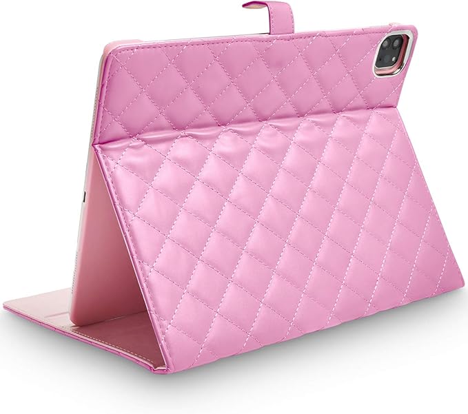 Changjia for iPad Pro 12.9 Inch Case 6th/5th/4th/3rd Generation (2022/2021/2020/2018),Crown Diamond Bling Cute PU Leather Smart Auto Sleep/Wake Stand Shockproof Protective Case for iPad 12.9 Inch,Pink