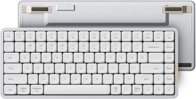 LOFREE Flow84 Low Profile Mechanical Keyboard, 75 Percent Rechargeable Wireless Keyboards with Bluetooth and Wired Connection for Windows, Mac OS/White Ghost Linear Switches