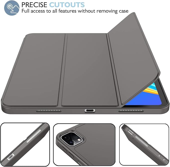 iMieet Case for iPad Pro 11 Inch (M5) 2025 /(M4) 2024 5th Gen, Trifold Stand Smart Cover with Pencil Holder and Soft TPU Back, Auto Wake/Sleep (Space Gray)