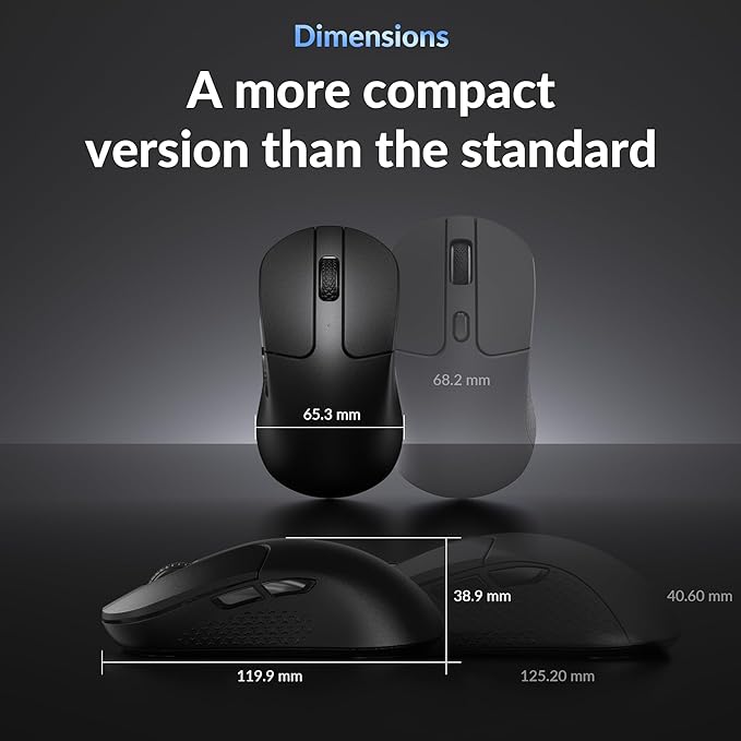 Keychron M3 Mini 8K Wireless Bluetooth 5.3/2.4 GHz/Wired Optical Mouse, Ultra-Lightweight 55g Programmable PixArt 3950 Sensor with up to 30,000 DPI/ 750 IPS for Windows Mac Linux - Black