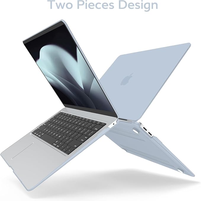 Anban Compatible with MacBook Air 13 inch Case M1 2021 2020 2019 2018 A2337 A2179 A1932 Touch ID, Matte Plastic Hard Shell+2 Keyboard Cover+Screen Protector for MacBook Air 13.3 inch Case, Baby Blue
