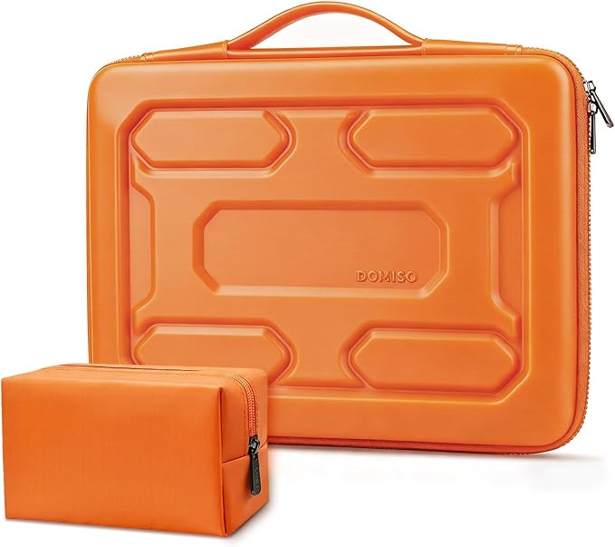 DOMISO Laptop Hard Case 15-16 inch Waterproof Shockproof Hard Shell Laptop Sleeve with Handle & Storage Pocket, Compatible with MacBook, HP, Dell, Orange