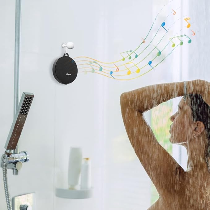 Inwa Bluetooth Shower Speaker IPX7 Waterproof, TWS Wireless Bathroom Speakers, Built-in Mic with Bluetooth 5.0, TF Card Mode, 12 Hour Playtime, Portable Speakers for Home, Bathroom, Outdoors, Travel