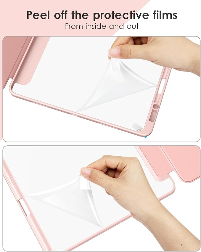 VIKESI Case for iPad Pro 12.9 6th/5th/4th/3rd Generation 2022/2021/2020/2018,TPU Shockproof Frame,Built-in Pencil Holder,Auto Sleep/Wake - Rose Gold