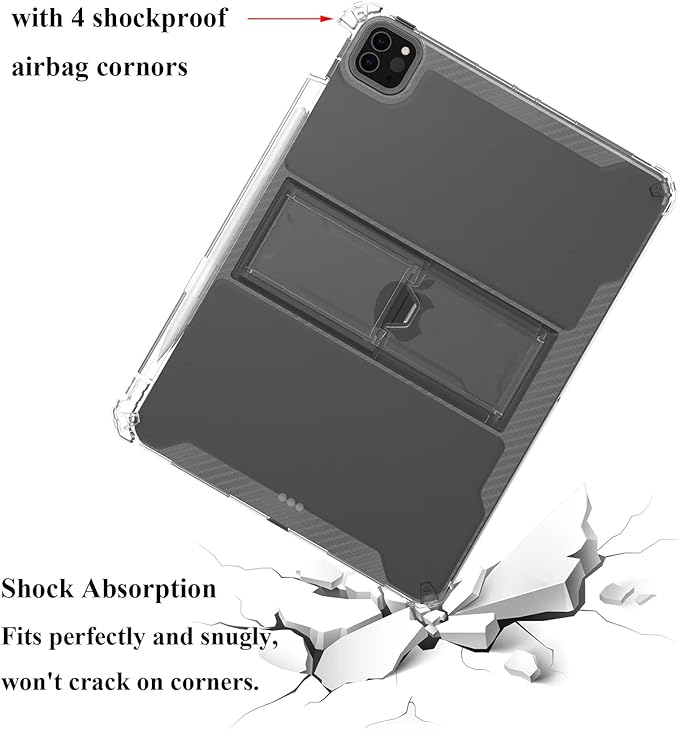 Clear Stand Case for iPad Air 5th/Air 4th Generation 10.9" (2022/2020) & iPad Pro 11 4th/3rd/2nd/1st Generation (2022/2021/2020/2018) Soft TPU Back Cover with Pencil Holder/Kickstand, Clear