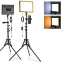 NEEWER Basics 2Pcs LED Video Light Panel with 59'' Tripod Stands/Phone Holders, 2700-6500K 850Lux Dimmable Plastic Studio Lighting for Photography Filming Recording Live Streaming, No Adapter, BP300