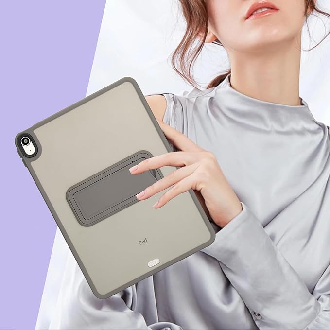 Shockproof Case for iPad Air 11-inch M4/M3/M2 (2026/2025/2024) for Women Men, Kickstand Slim Fit Rugged Bumper Lightweight Anti-Scratch Bumper Case Cover for iPad Air 11", Gray