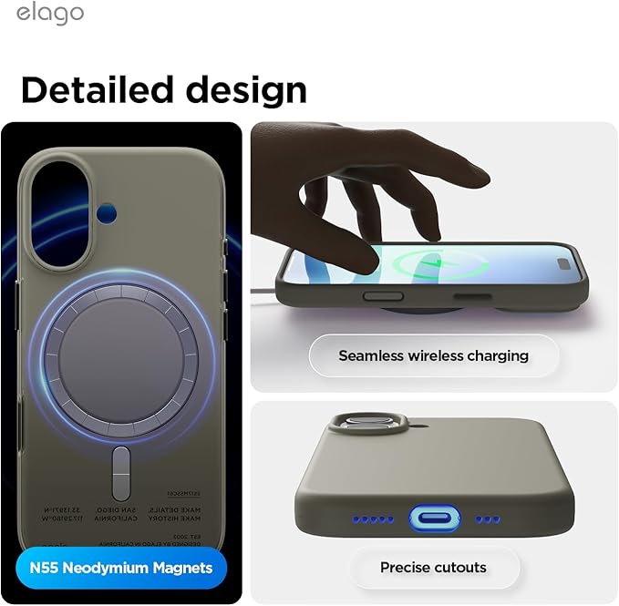 elago for iPhone 17 Case, Premium Magnetic Silicone Case, Compatible with MagSafe, Liquid Silicone Material, Protective Cover, Shockproof, Slim Phone, 6.3 inch (Medium Grey)