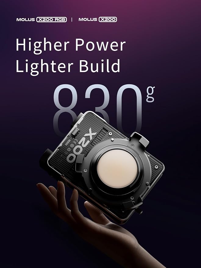 ZHIYUN MOLUS X200 Standard 200W Video Light Professional Photography Light Bowens Mount 2700K~6500K CRI≥95 TLCI≥97 for Tiktok Portable Light